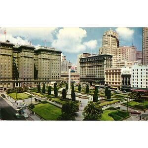 Union Square San‎ Francisco Postcard Classic Cars Unposted